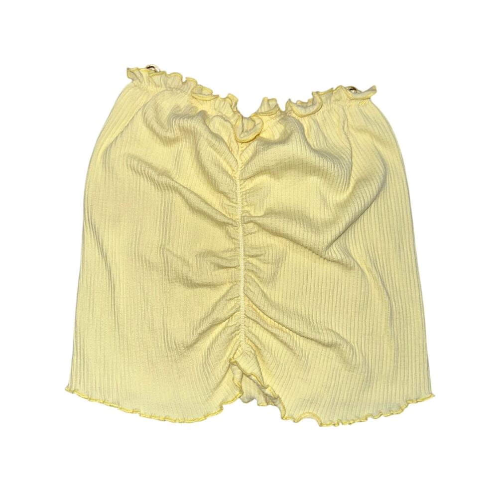UO Out From Under Hello Sunshine Yellow Ribbed Seamless Strapless Y2K Tube Top S